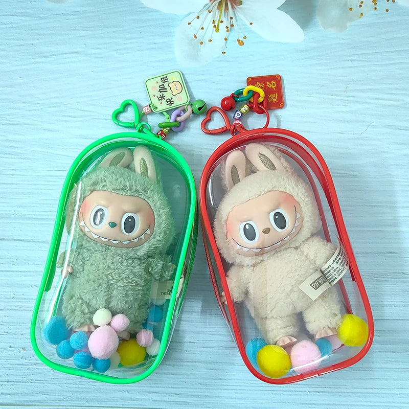 Clear Outdoor Bag for 18Cm Cartoon Plush Dolls AC Toys Transparent Mini Kawaii Pouch for Keychain Doll Anime Figure Garage Kit