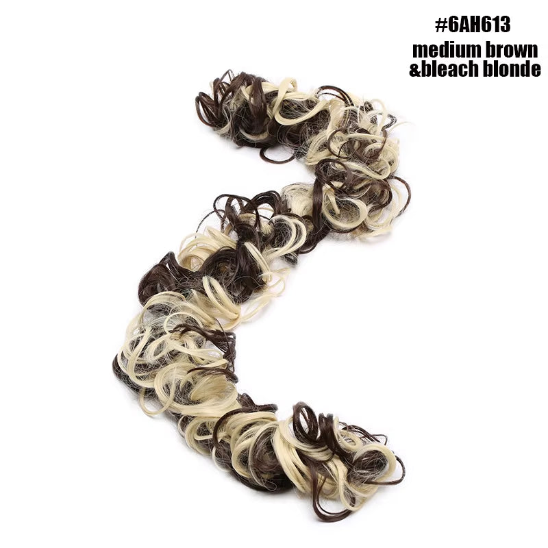 Synthetic Women Chignon Messy Hair Bun Scrunchy Hair Bun Rubber Band Hairband Hairpiece Updo Chignon Donut Roller