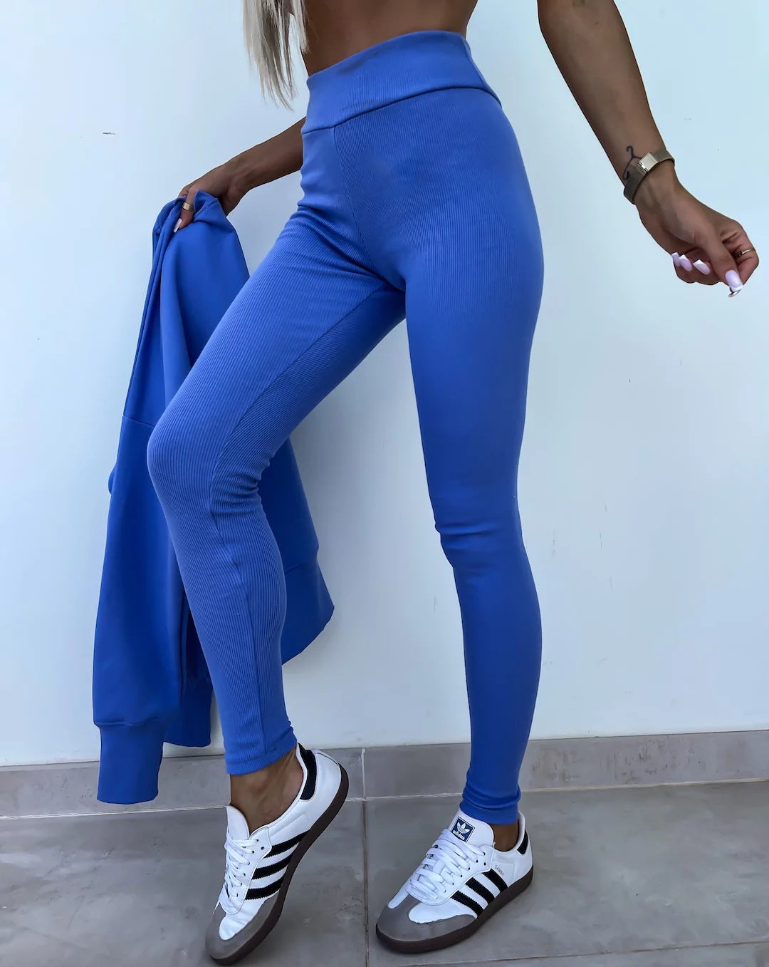 Sweater Suit Women'S Casual Loose Long Sleeve Crew Neck Split Top Tight Trousers