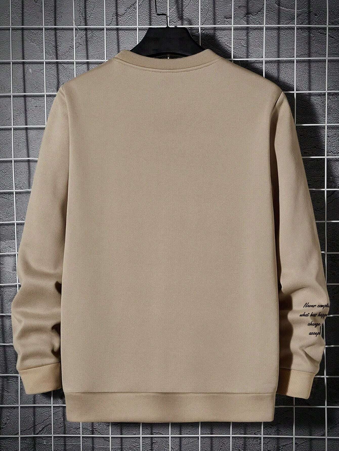 Manfinity Homme Men'S Loose Fit Letter Print round Neck Casual Sweatshirt, for Fall