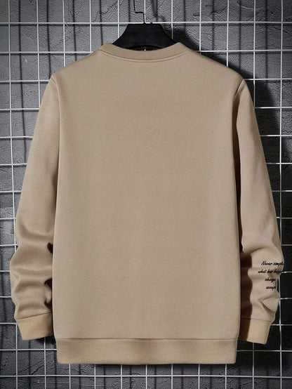 Manfinity Homme Men'S Loose Fit Letter Print round Neck Casual Sweatshirt, for Fall