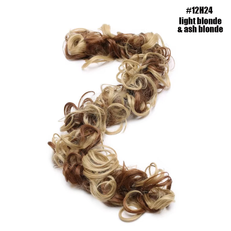 Synthetic Women Chignon Messy Hair Bun Scrunchy Hair Bun Rubber Band Hairband Hairpiece Updo Chignon Donut Roller