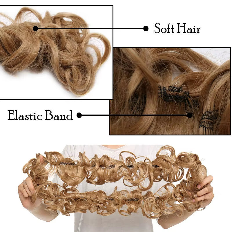 Synthetic Women Chignon Messy Hair Bun Scrunchy Hair Bun Rubber Band Hairband Hairpiece Updo Chignon Donut Roller