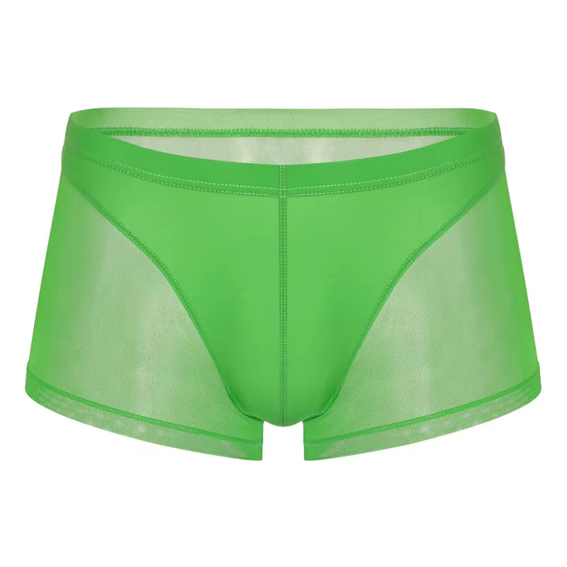 Mens Undershirts Sets Mesh Breathable Underwear Sexy Transparent Sleeveless Tank Tops Boxer Shorts Elastic Sleepwear Nightwear