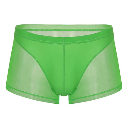 Mens Undershirts Sets Mesh Breathable Underwear Sexy Transparent Sleeveless Tank Tops Boxer Shorts Elastic Sleepwear Nightwear