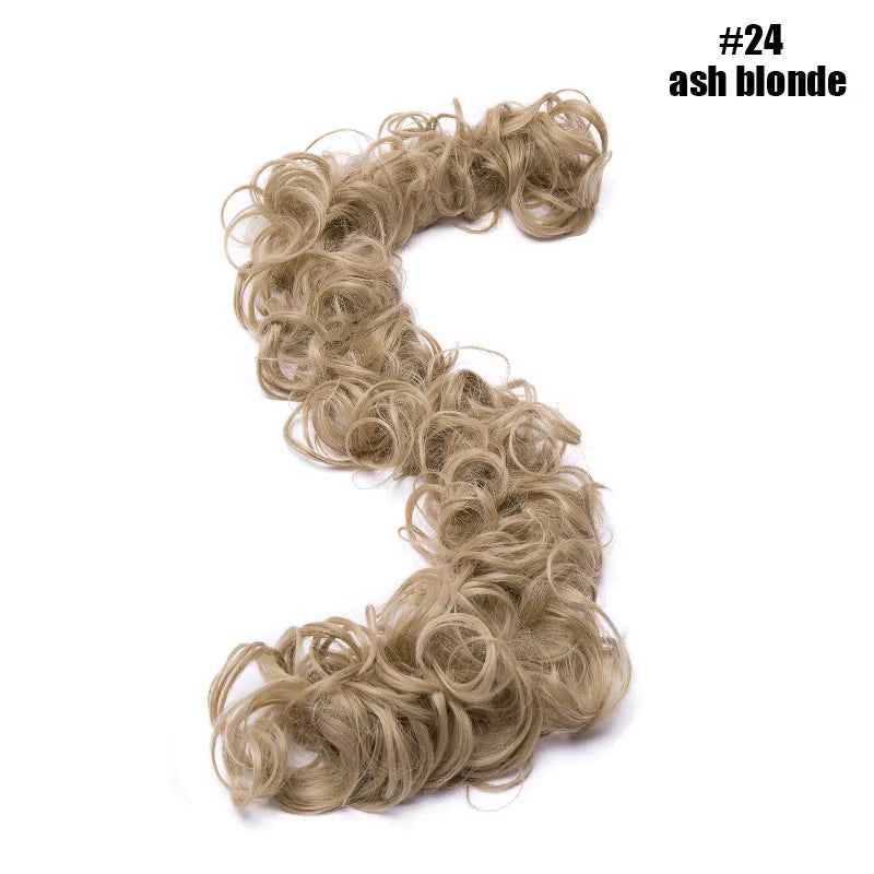 Synthetic Women Chignon Messy Hair Bun Scrunchy Hair Bun Rubber Band Hairband Hairpiece Updo Chignon Donut Roller