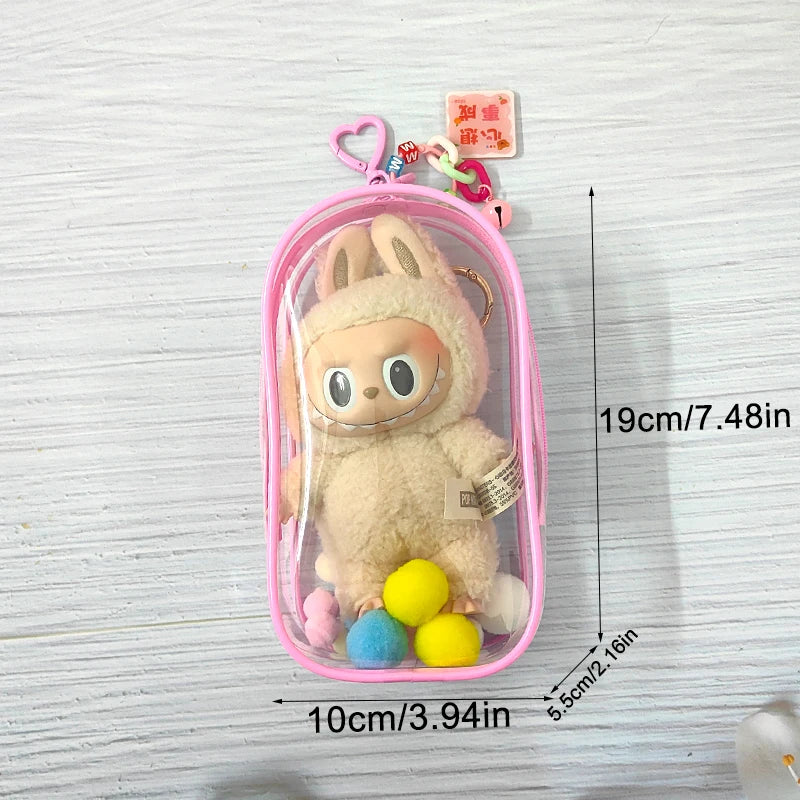Clear Outdoor Bag for 18Cm Cartoon Plush Dolls AC Toys Transparent Mini Kawaii Pouch for Keychain Doll Anime Figure Garage Kit