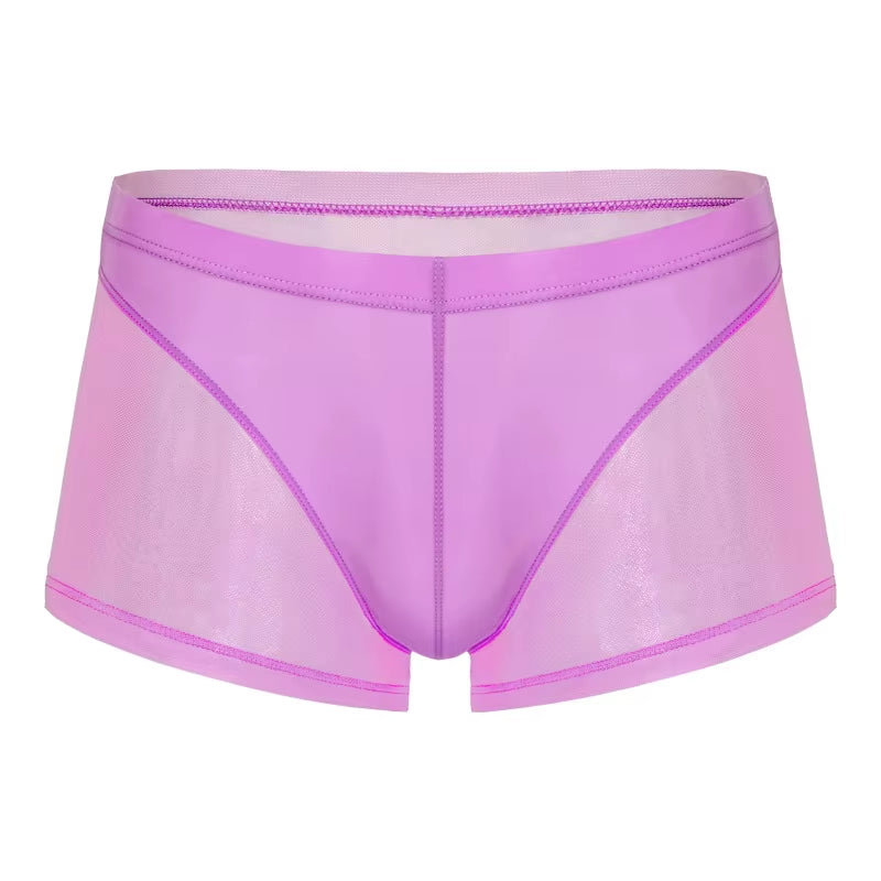 Mens Undershirts Sets Mesh Breathable Underwear Sexy Transparent Sleeveless Tank Tops Boxer Shorts Elastic Sleepwear Nightwear