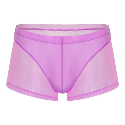 Mens Undershirts Sets Mesh Breathable Underwear Sexy Transparent Sleeveless Tank Tops Boxer Shorts Elastic Sleepwear Nightwear