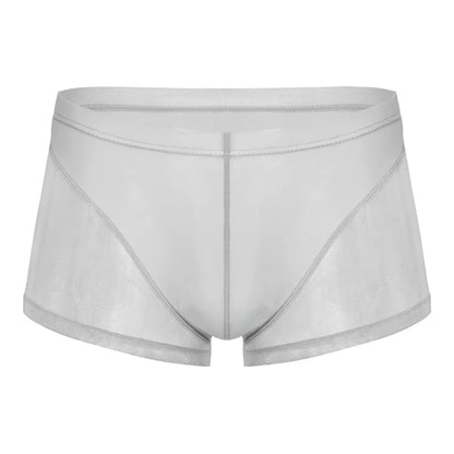 Mens Undershirts Sets Mesh Breathable Underwear Sexy Transparent Sleeveless Tank Tops Boxer Shorts Elastic Sleepwear Nightwear