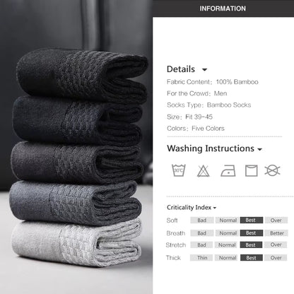 10 Pairs/Lot Men'S Bamboo Fiber Socks 2025 New Compression Autumn Long Black Business Casual Man Dress Sock Gift plus Size 42-45