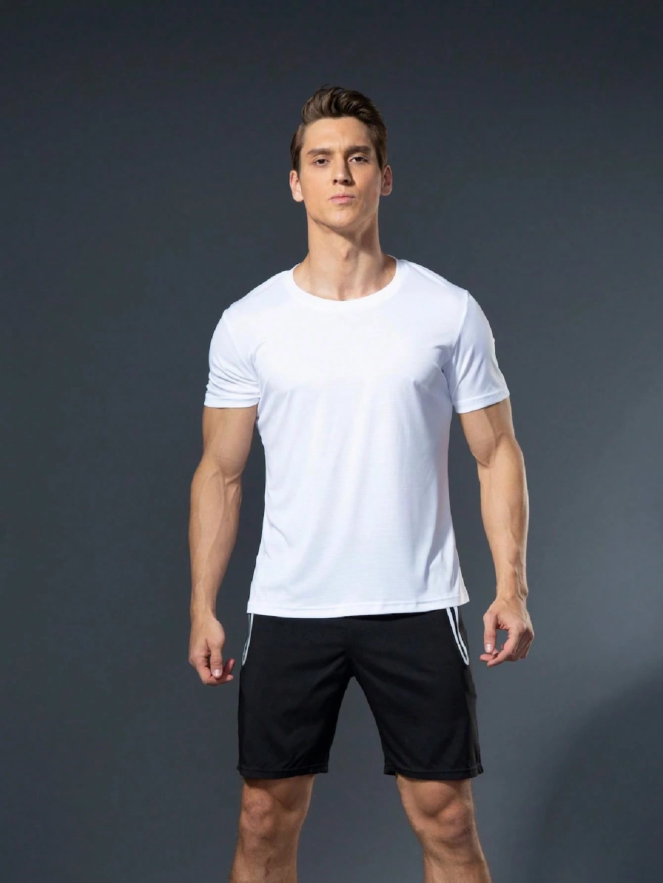 5Pcs Men Sports T-Shirts, Running Tops, Loose Fit Workout Clothes, Outdoor Sportswear
